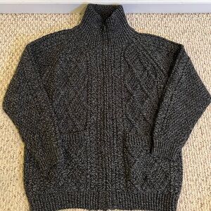 Blarney Woolen Mills Full Zip Aran Cardigan - Charcoal - M